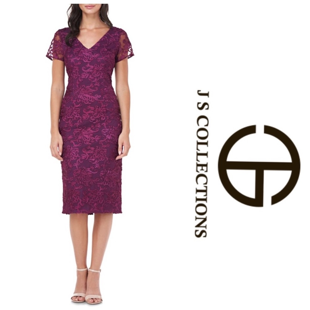 JS Collections Soutache Embroidered Cocktail Dress‎ NWT